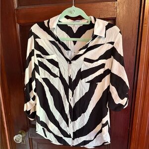 Express Zebra Print Button Down Shirt